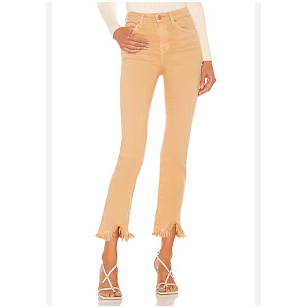 Jonathan Simkhai River Jeans Womens 26 Camet Beige High Rise‎ Straight Crop Luxe